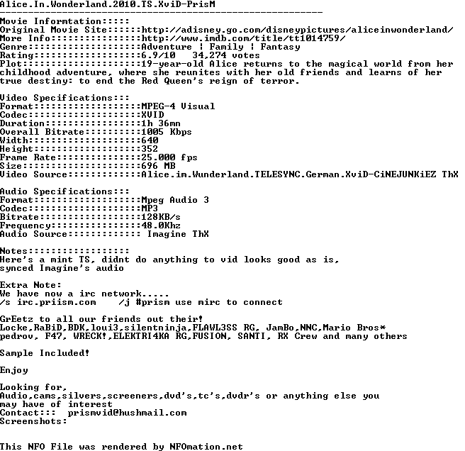 Image Alice In Wonderland 2010 Ts Xvid-prism [700mb