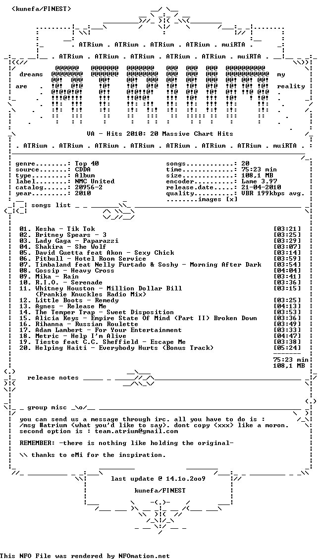  Va   Hits 2010  20 Massive Chart Hits 2010 Atrium