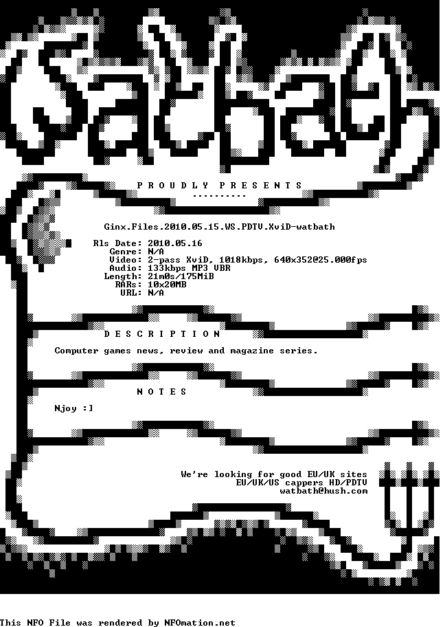 1274019483.ginx.files.2010.05.15.ws.pdtv.xvid watbath.nfo Ginx.Files.2010.05.15.WS.PDTV.XviD watbath