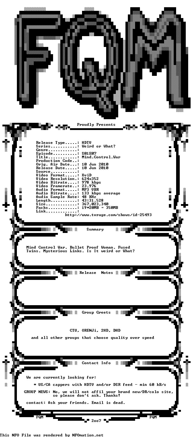 Weird or What S01E07 Mind Control War HDTV XviD-FQM