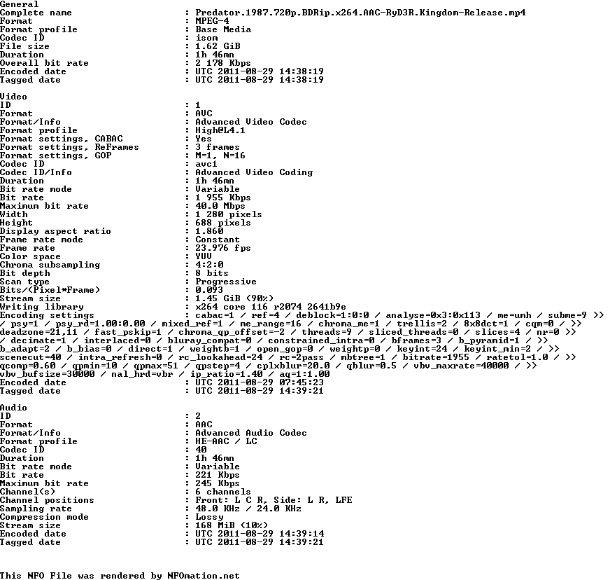 Predator 1987 720p BDRip x264 AAC-RyD3R (Kingdom-Release)