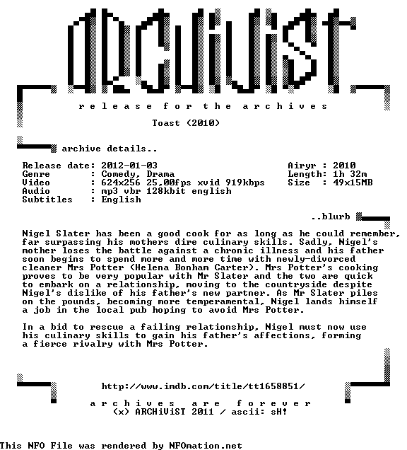 Toast 2010 DVDRip XviD-ARCHiViST