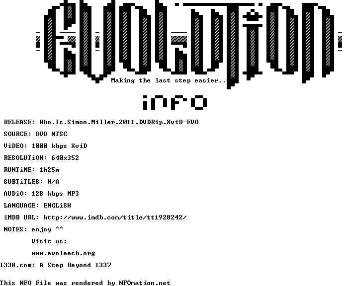 Who Is Simon Miller 2011 DVDRip XviD-EVO Who Is Simon Miller 2011 DVDRip XviD-EVO