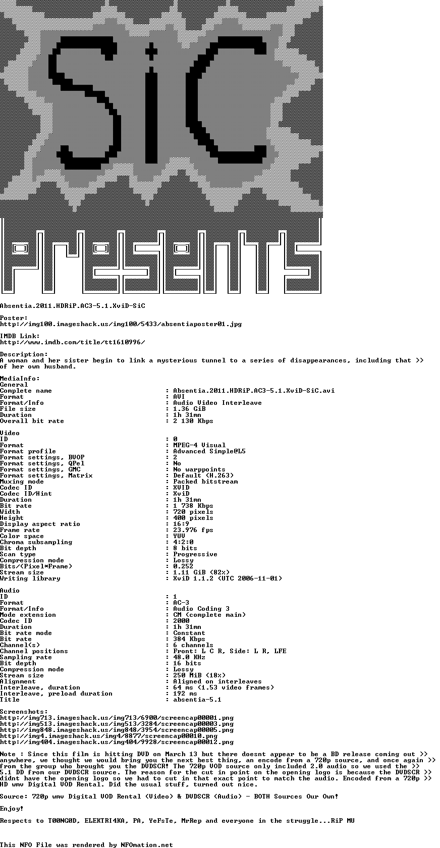 Absentia 2011 HDRiP AC3-5 1 XviD-SiC torrent