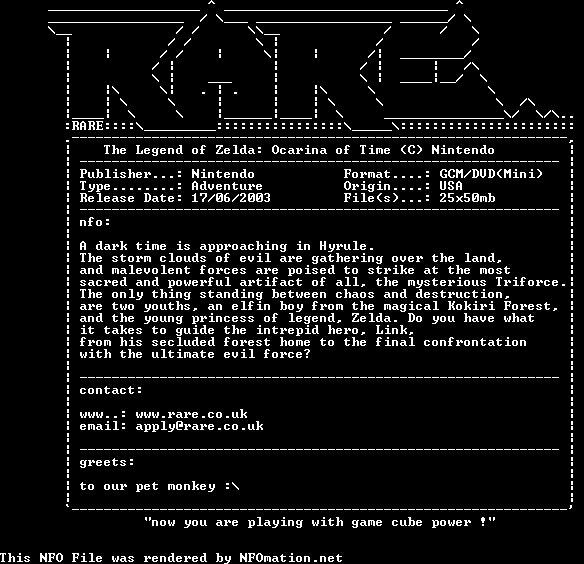 rare-zot.nfo rendered as an image