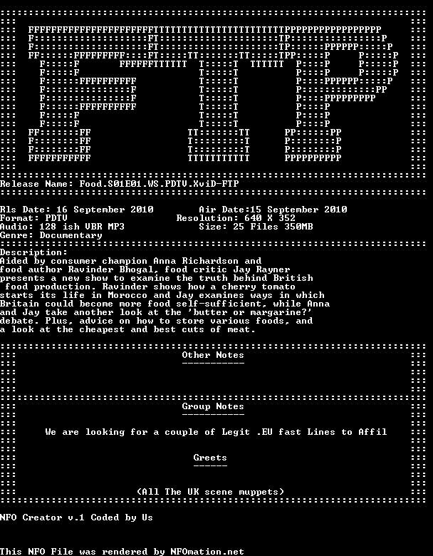 food.s01e01.ws.pdtv.xvid-ftp.nfo rendered as an image