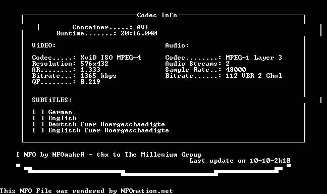 CodecInfo.nfo rendered as an image