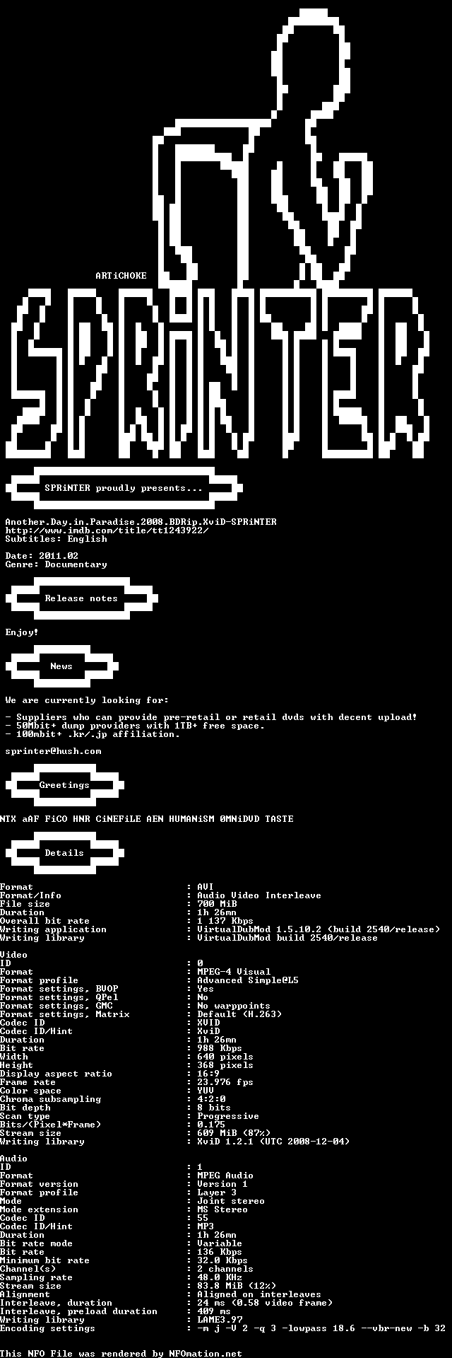 sprinter-adip2008bdrip.nfo rendered as an image