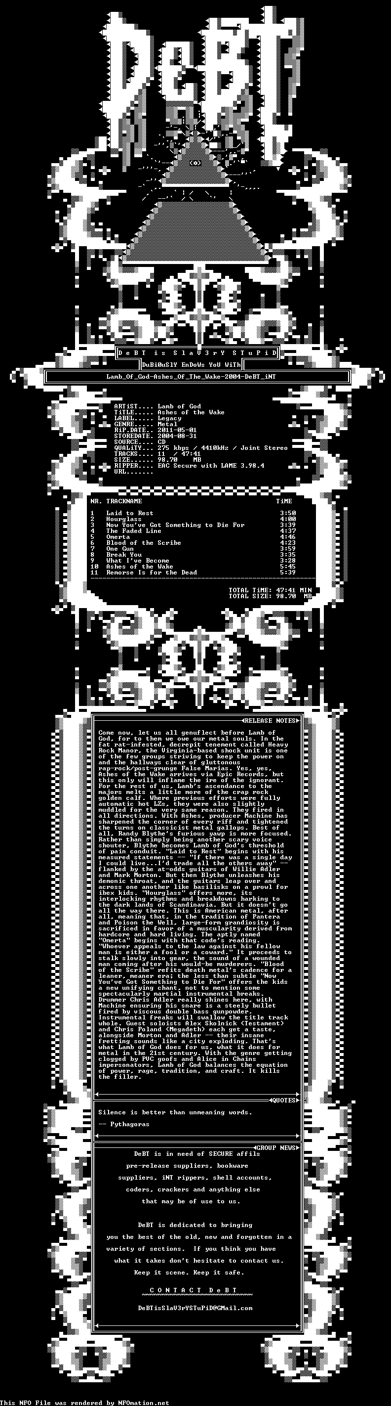 00-lamb_of_god-ashes_of_the_wake-2004-debt.nfo rendered as an image