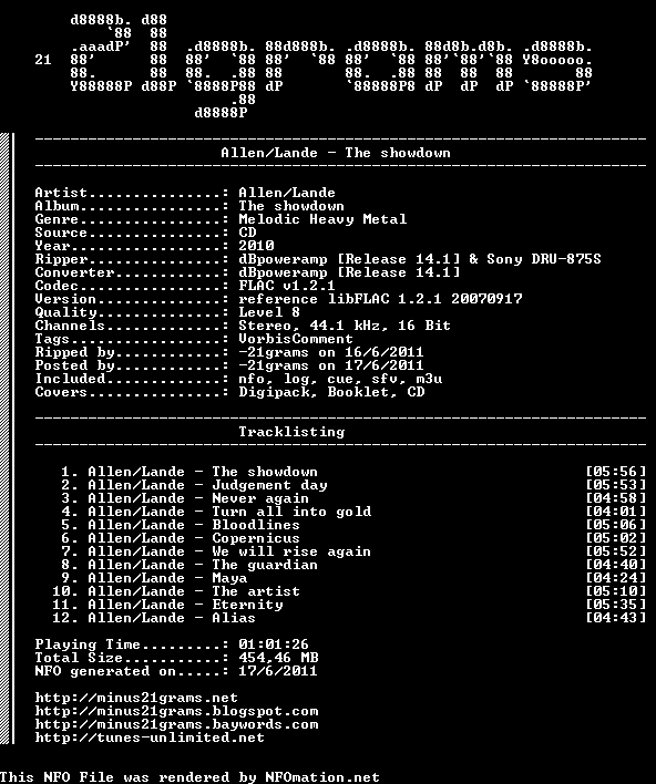 Allen-Lande_-_The_showdown_[FLAC].nfo rendered as an image
