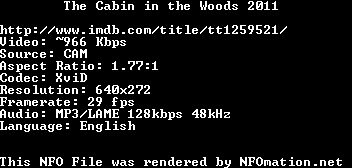 cabin.nfo rendered as an image