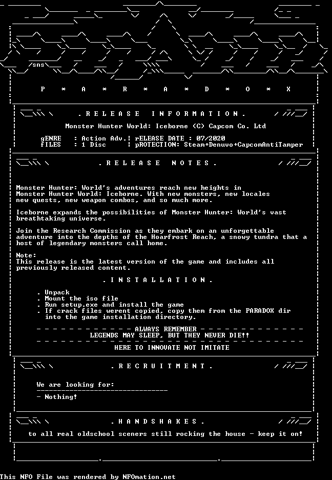 paradox.nfo rendered as an image