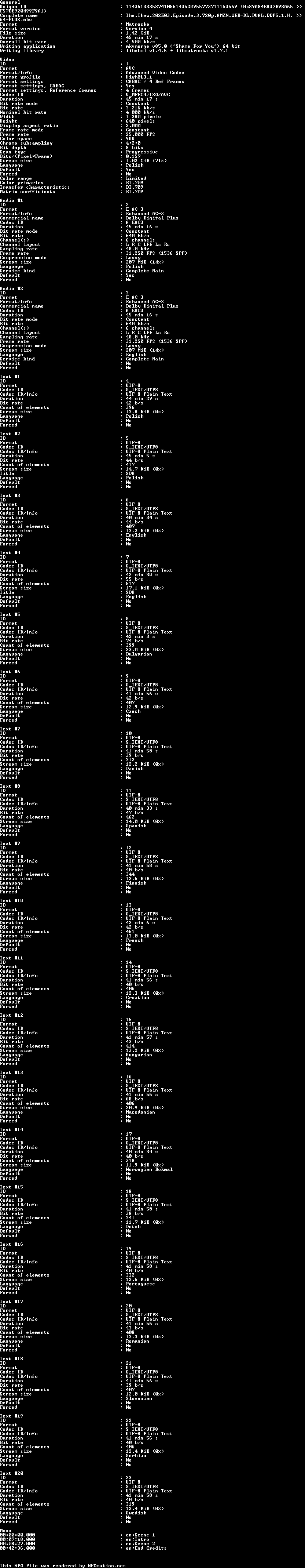 Odwilz.S02E03.720p.AMZN.WEB-DL.DDP5.1.H.264-FLUX.nfo rendered as an image