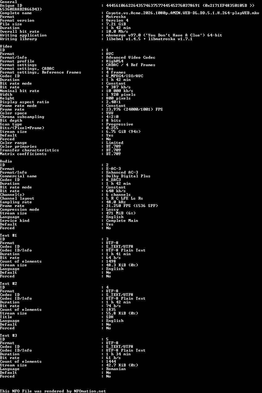 Coyote.vs.Acme.2026.1080p.AMZN.WEB-DL.DD.5.1.H.264-playWEB.nfo rendered as an image