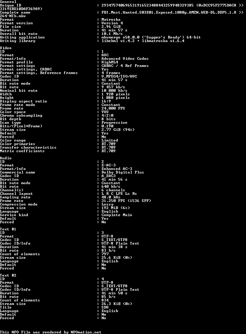 FBI.Most.Wanted.S03.1080p.AMZN.WEB-DL.H.264-NTb.nfo rendered as an image