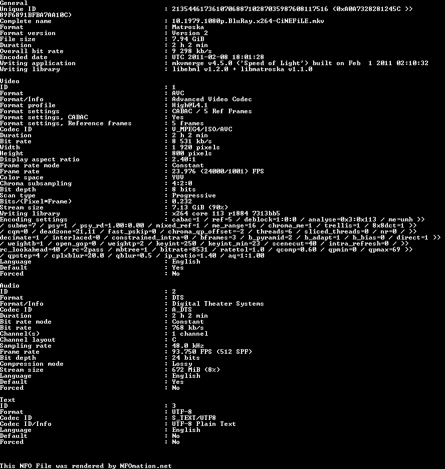 10.1979.1080p.BluRay.x264-CiNEFiLE.nfo rendered as an image