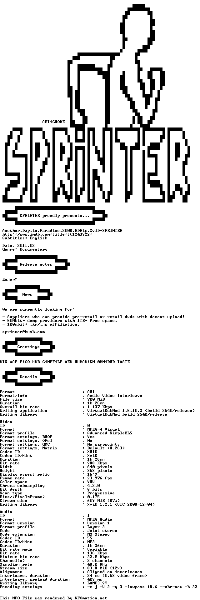 sprinter-adip2008bdrip.nfo rendered as an image
