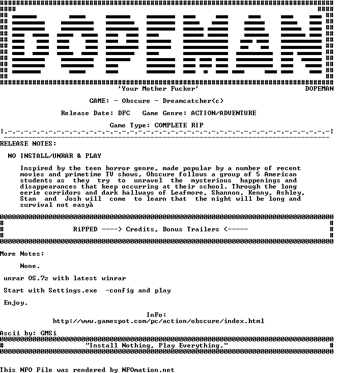 dopeman.nfo rendered as an image
