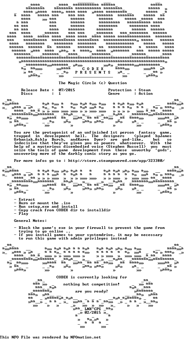 The.Magic.Circle-CODEX.nfo rendered as an image