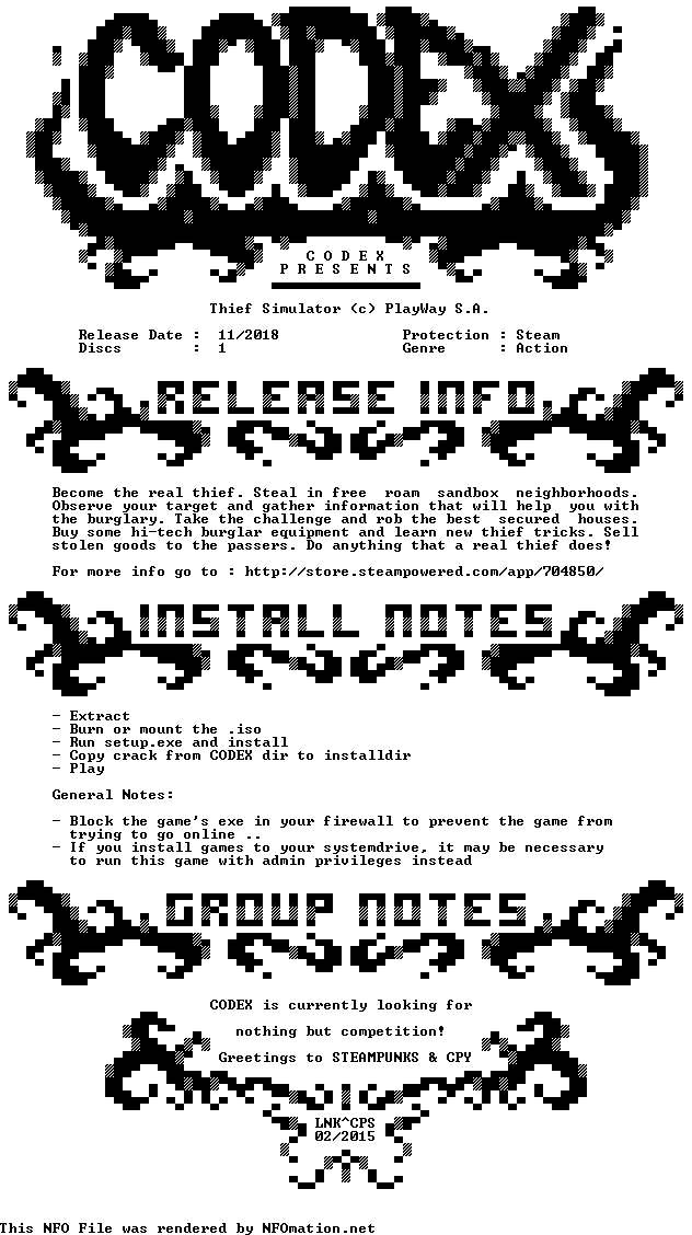 thief simulator codex