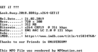 look.away.2018.bdrip.x264-getit.nfo rendered as an image
