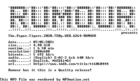 the.paper.tigers.2020.720p.web.h264-rumour.nfo rendered as an image
