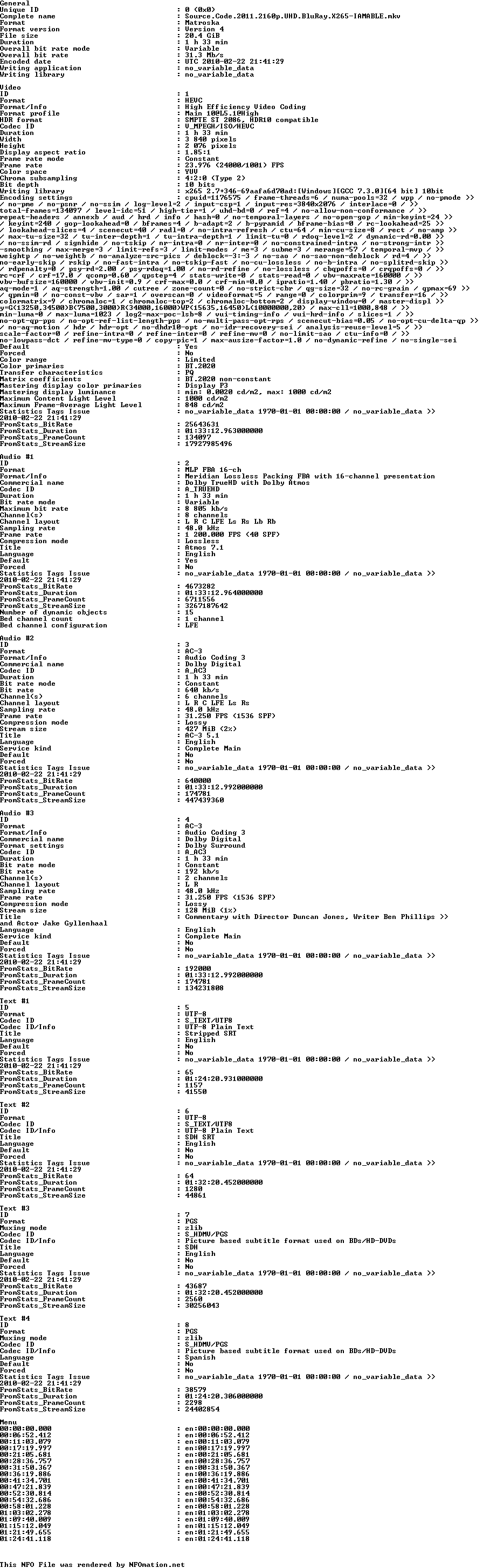 Source.Code.2011.2160p.UHD.BluRay.X265-IAMABLE.nfo rendered as an image