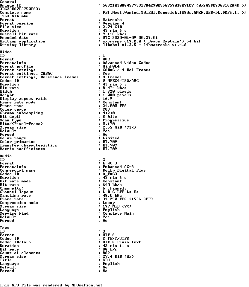 FBI.Most.Wanted.S01.1080p.AMZN.WEB-DL.H.264-NTb.nfo rendered as an image
